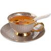 European Style Bone China Tea Cup & Saucer Set - Classic Hand-Painted Floral Design with Gold Trim