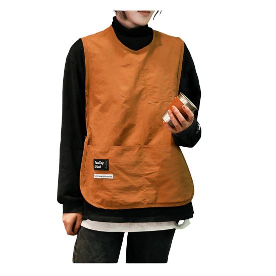 

Нейлоновый фартук, водонепроницаемый, устойчивый к пятнам, повседневный жилет, однотонный жилет без рукавов, рабочая одежда с карманами для кухни, рукоделие, живопись