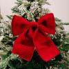 Christmas Tree Bow Pendant Velvet Bow Topper Wreaths Doors Decor Wire-Reinforced Edges Gift Bows Holiday Decoration