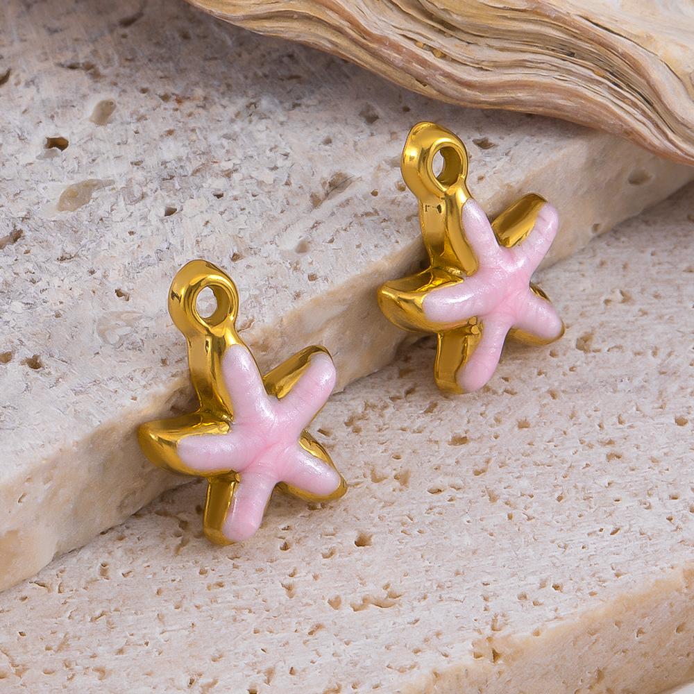 5 Stück Modische Edelstahl Emaille Goldene Seestern Anhänger Anhänger DIY Halskette Armband Charm für Schmuckzubehör Komponenten