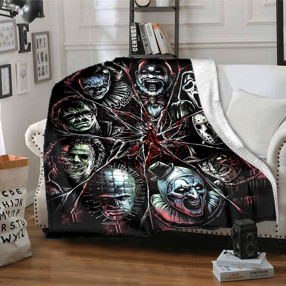 Horror Characters Printed Blanket Soft Cozy Blanket For Sofa Bedroom Living Room Dorm And Outdoor Use