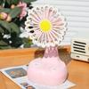 Summer Flower Desk Fan with Night Light Phone Holder 3-Speed Angle Adjustable Fan Rechargeable Office Bedroom Travel Personal Cooling