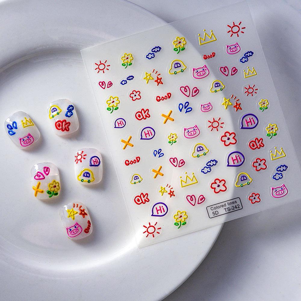 Kinder Nagel Zubehör Relief Aufkleber, Dreidimensionale Karotten Hase Lustige 5D Mädchen Nagel Aufkleber