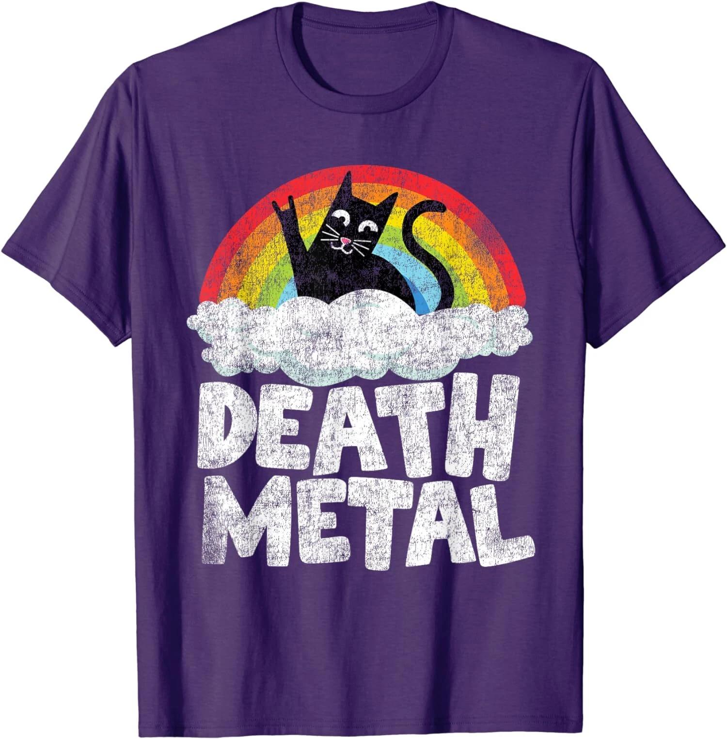 Funny Cat Rainbow Heavy Metal Musical Goth Band Unisex T-Shirt XXXL