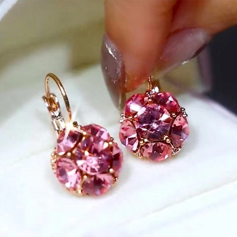 

Новые винтажные фиолетовые блестящие хрустальные геометрические серьги-подвески Женские милые модные блестящие серьги-капли Ювелирные изделия Подарки розовый