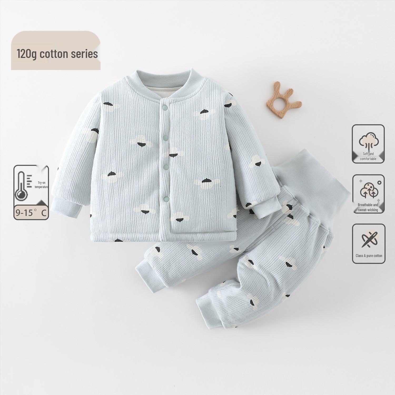 Pure Cotton Padded Baby Suit - Autumn/Winter Wear for Boys & Girls, 120g 73 cm