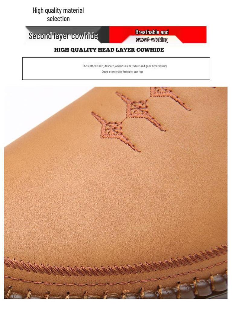 Lässige Slipper aus Leder für Herren: Atmungsaktive, rutschfeste, weiche Sohle für breite Füße – ideal für Frühling und Sommer