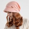 Winter Women's Warm Knitted Hat with Plush Moon Hat Wide Brim Show Face Small Ear Protection Hat