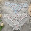 2 Pairs of Women's Summer Lace Pure Desire Sexy Non Scar Hip Transparent Breathable Waist Triangle Briefs