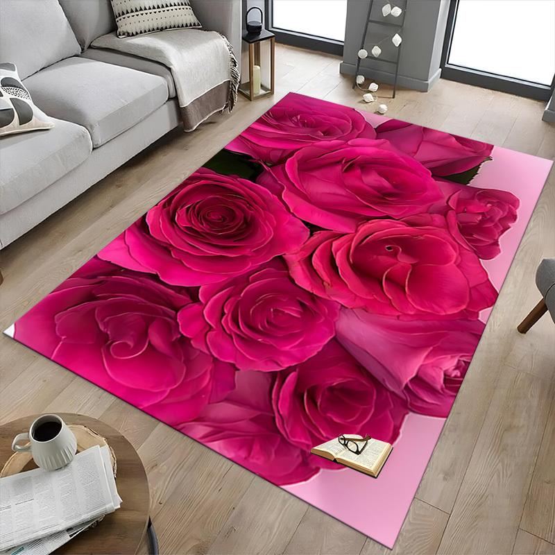 1PC Rose Petals Carpet Ultra Soft, Thick & Absorbent, Non Slip Machine Washable Mat for Entryway
