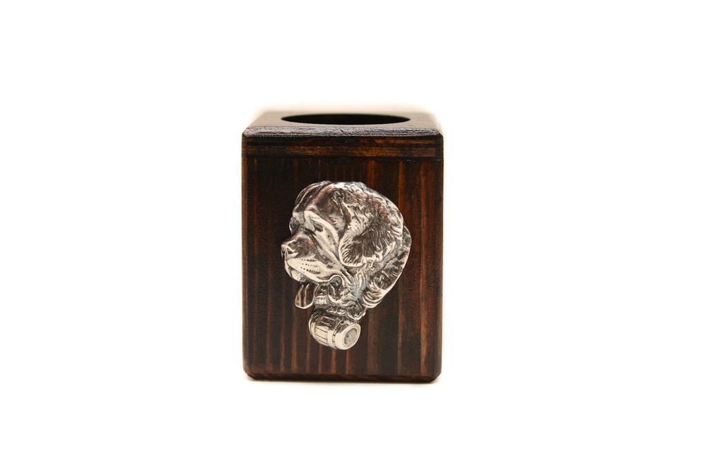 St. Bernard, Saint Bernard – Wooden candle holder with a dog, a unique souvenir after losing a dog | Art-Dog