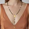 Vnox Long Acrylic Beads Chain Rosary Necklace For Women Men, Stainless Steel Virgin Mary Small Cross Pendant, Gifts To Her