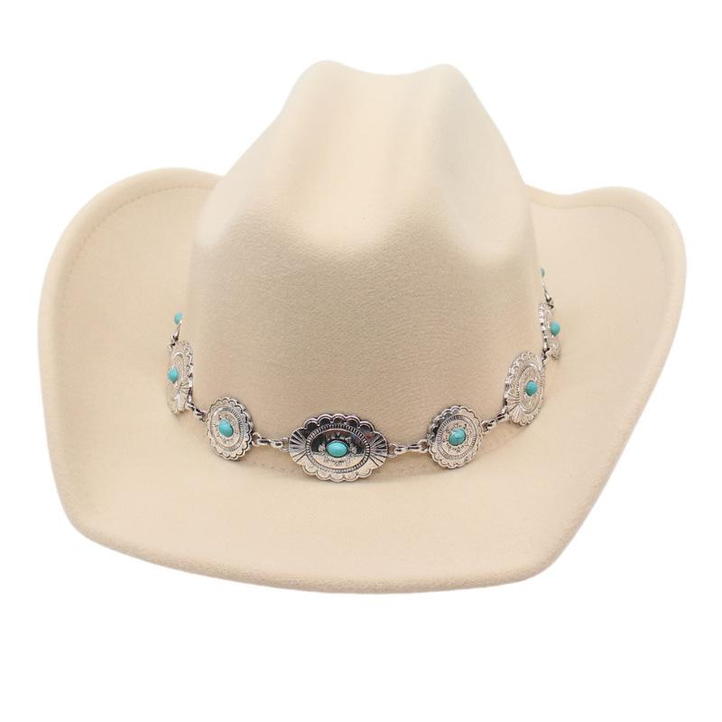 New One-Word Top Wide-Brimmed Denim Hat, Hot-Selling National European, American And Western Hat, Men'S And Women'S Fashion High-End Top Hat