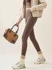 Autumn Winter Rabbit Fleece Sharkskin Leggings Women Casual Basic Thicken Warm Leggings Brown Fleece Lined Tights
