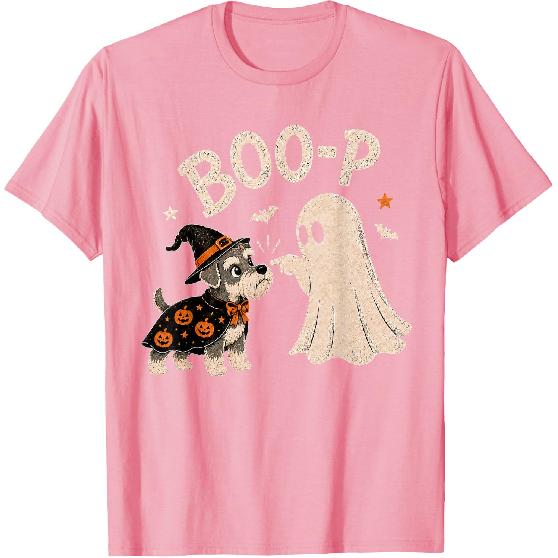Miniature Schnauzer Boo Boo-p Ghost Nose Boop Halloween Dog T-Shirt