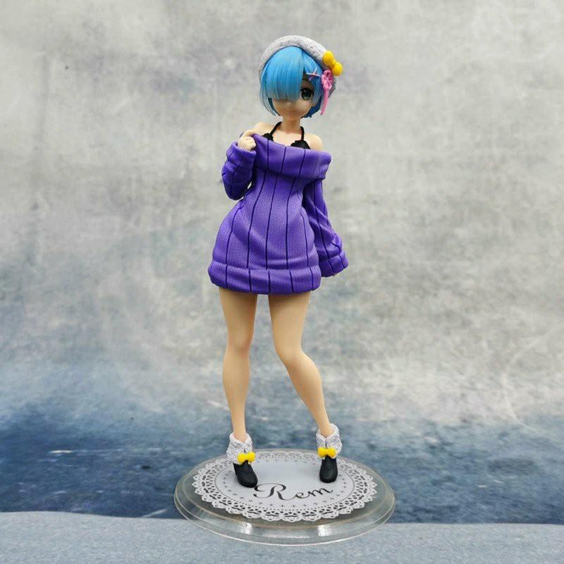 23CM Anime Re:Zero kara Hajimeru Isekai Seikatsu Rem Knit Dress Ver Three Color Set Toy Gift Collection Action Figure