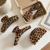 Coffee Color Hair Claw Clip Leopard Print Shark Clip Crab Hair Clip  for Women Hair Accessories