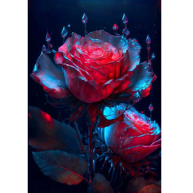 DIY 5D Diamond Painting Blue Rose Flower New 2023 Full Diamond Embroidery Fantasy Landscape Mosaic Picture Craft Hobbies