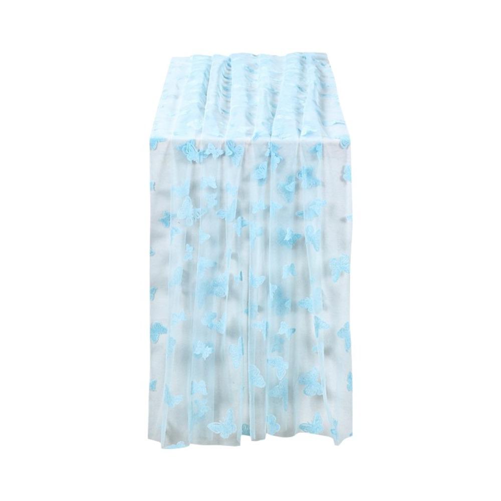 Полупрозрачная свадебная дорожка на стол Романтическая длинная дорожка на стол Марлевая скатерть День рождения синий