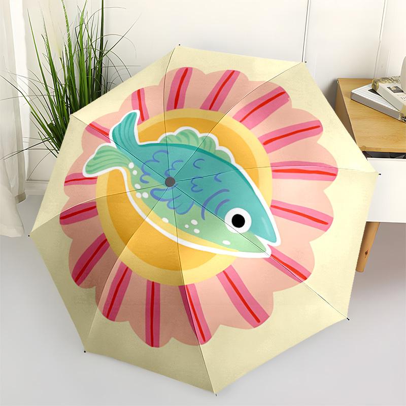 

1pc Fish Sunflower Automatic Cute Umbrella 8-Bone Design Compact Gear for Outdoor Travel, Perfect Holiday Gift yy251230009