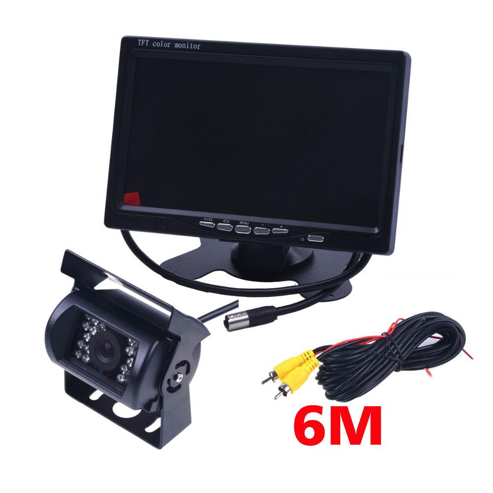 DC 12-24V Bus Truck Parking Camera Monitor Assistance System HD 7 Inch Car Monitors With Rear View Camera RCA Video Cable