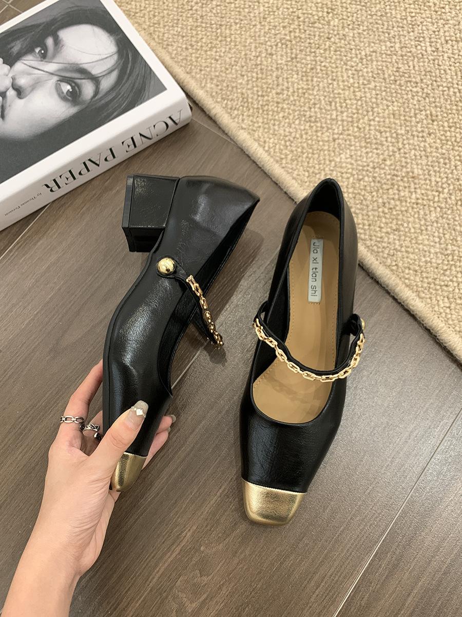 

Туфли-лодочки на толстом каблуке, французские туфли с деликатным ароматом, женская обувь, новые модели 2025, осень, Мэри Джейн, вечерние, нежные туфли на высоком каблуке 40 чёрный