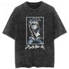 2026 Black Clover Washed Vintage Tshirt Street Hiphop Anime Casual Cotton Summer Short Sleeve