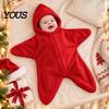 Süßer Sternförmiger Baby-Strampler Neugeborenen-Schlafsack, Weiche Flanell-Wickeldecke für Jungen Weihnachtsoutfit Mädchen, Warmes Feiertagskostüm Fotografie