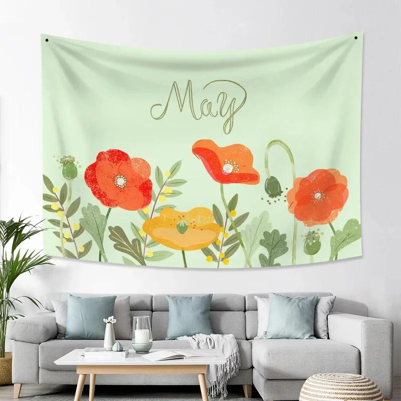 Home Wall Decoration Tapestry Colorful Wildflower Plant Background Hanging Cloth Office Living Room Tapestry