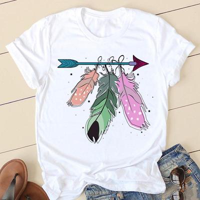 Summer Tshirt Lady Tops 2025 Dreamcatcher Print Short Sleeve Casual Female Tee Tops Clothes Fashion Graphic White T Shirt Women