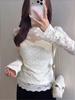 Women's 2025 Winter French Lace Long-Sleeve Mesh Base Layer Top