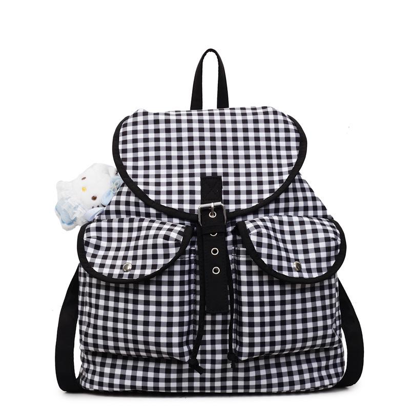 

Cross-Border 2025 Plaid Commuter Backpack - Large Capacity, Versatile Schoolbag 32*12*34 cm чёрный