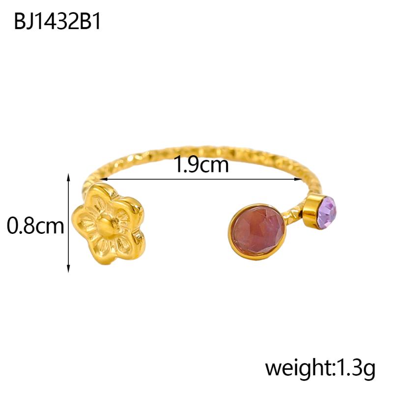 CARLIDANA New Fashionable Stainless Steel Ring High-End Daisy Colorful Zircon Flower Opening Adjustable Ring for Women Jewelry
