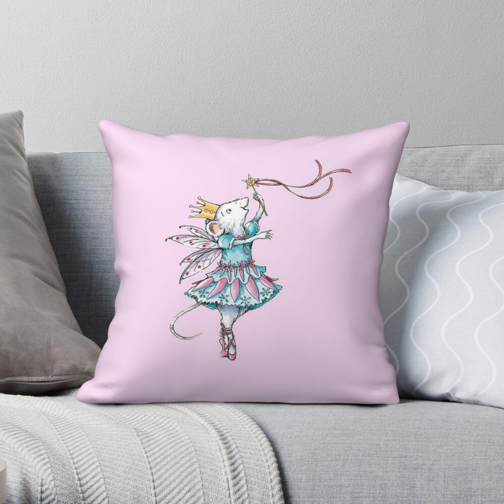 Angelina Ballerina Anime Square Pillowcase Polyester Linen Velvet Pattern Zip Decor Home Cushion Cover