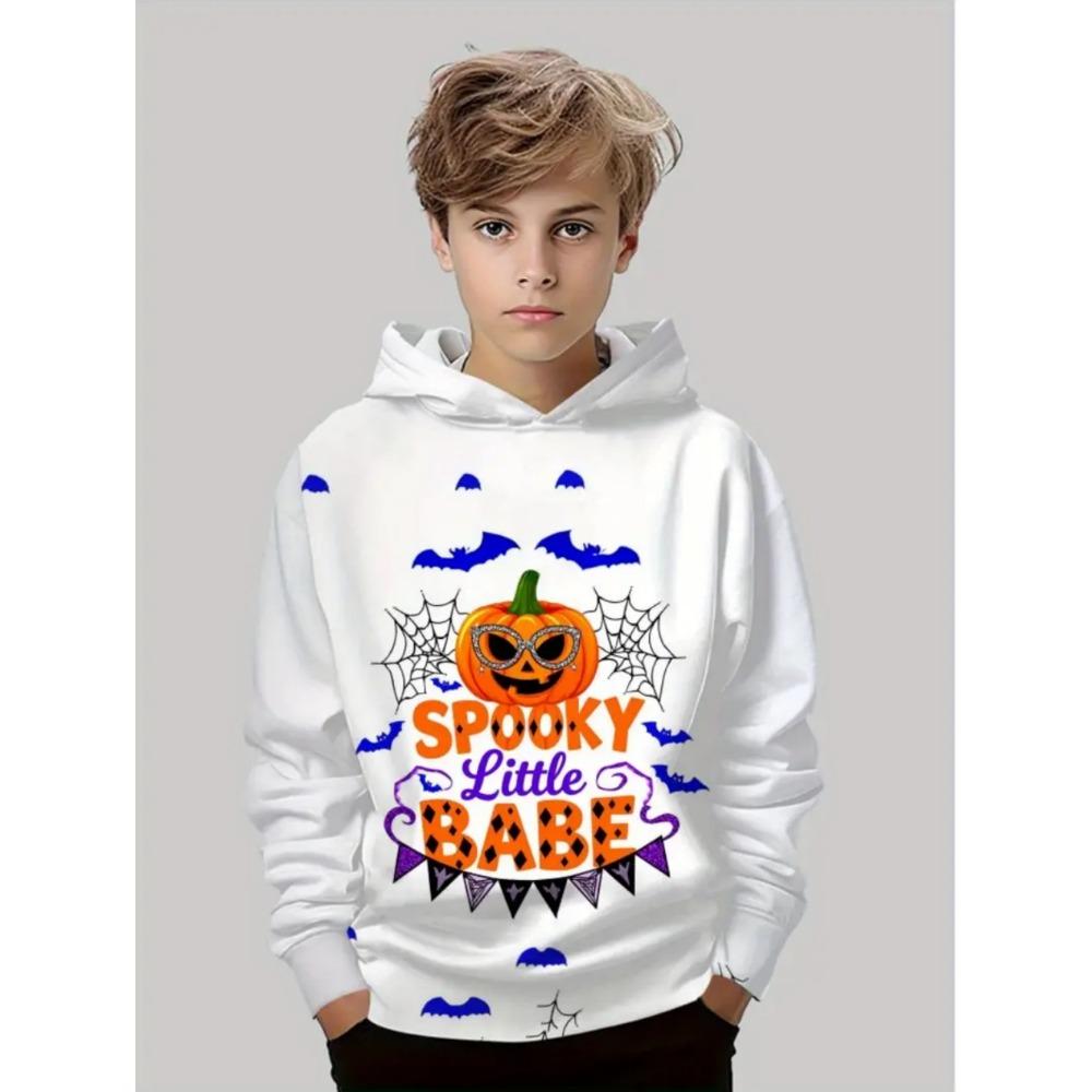 Kids Halloween Sweatshirt Boys Girls Pumpkin Head Elements 3D Print Hoodies Autumn Winter Fashion Pullover Children Clothes