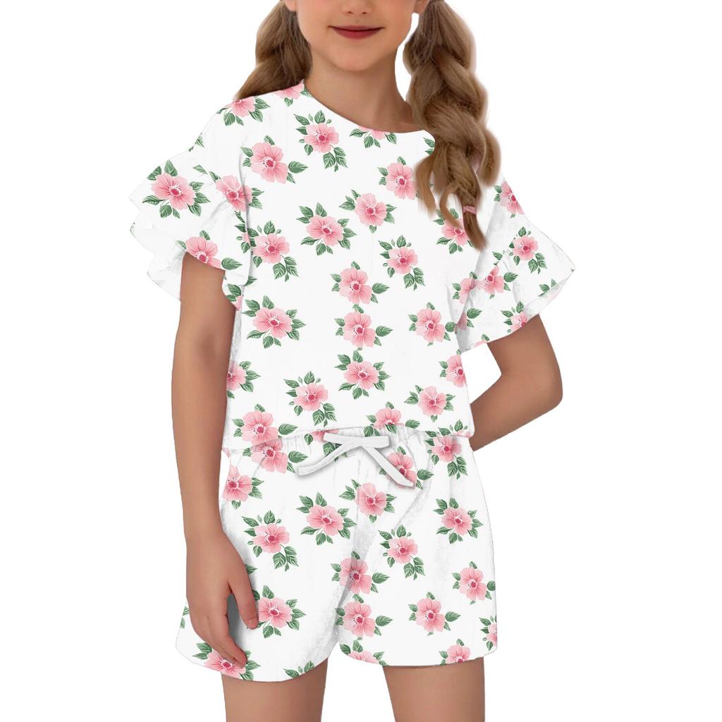 Patriotisches Kinder-Outfit - Kurzarm & Shorts 2-teiliges Set für Mädchen