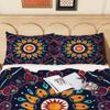 3pcs Bohemian Mandala Duvet Cover Set - Navy Blue Floral Medallion Bedding with Zip Closure, Machine Washable Polyester, Perfect