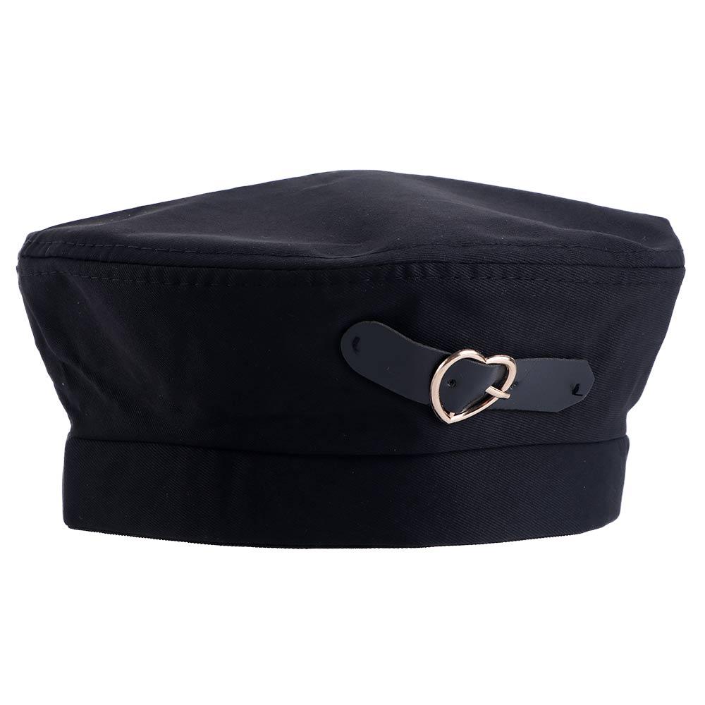 Elegant Casual Female Autumn Girls Winter Beret Love Heart Leather Buckle Women Caps Painter Hat