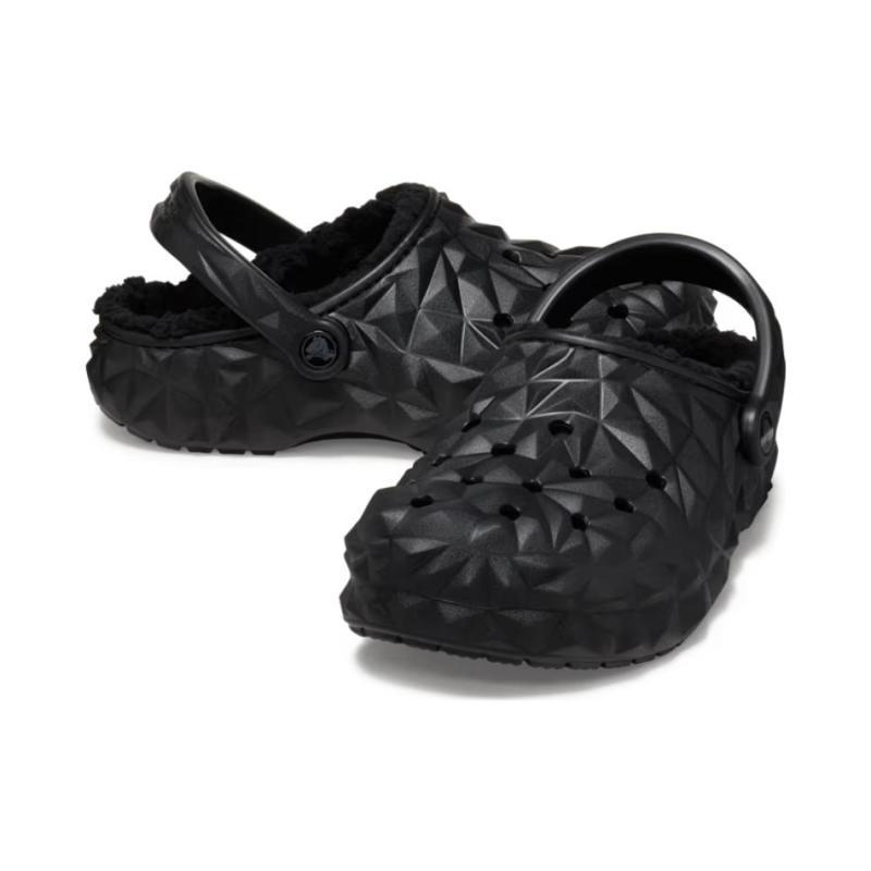 Crocs Classic Clog Lined Geometric Shoes 'Black' Women's