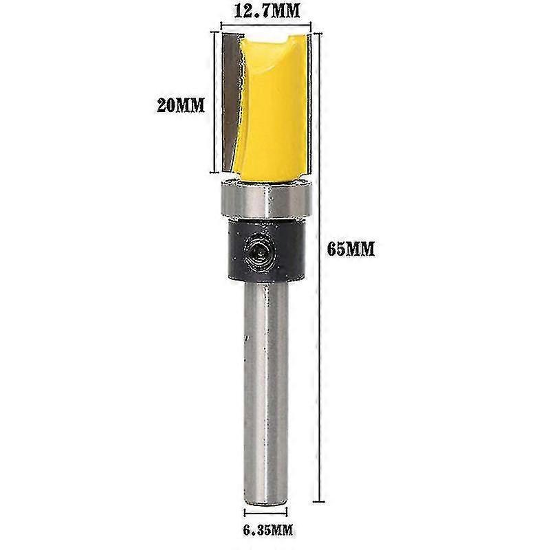 3pcs 1/4 Inch Flush Trim Router Bits Pattern Template Router Bit Set Woodworking Top Bearing