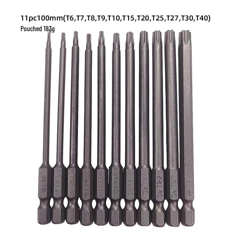 Magnetic S2 Steel Hardened Hex Ball Head Air Driver Bit 1/4" Pneumatic Screwdriver Attachment