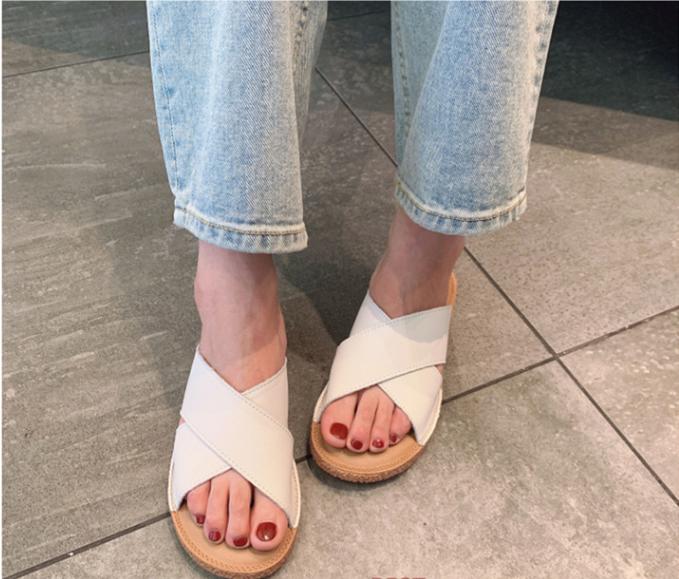 fashion 2024 Women's Shoes Fashion Buckle Women's Sandals Summer Solid Color Outdoor Flat Casual Women's Beach Sandals