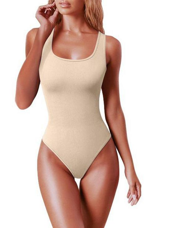 Women's Solid Color U-Neck Sleeveless Tank Top Bodysuit