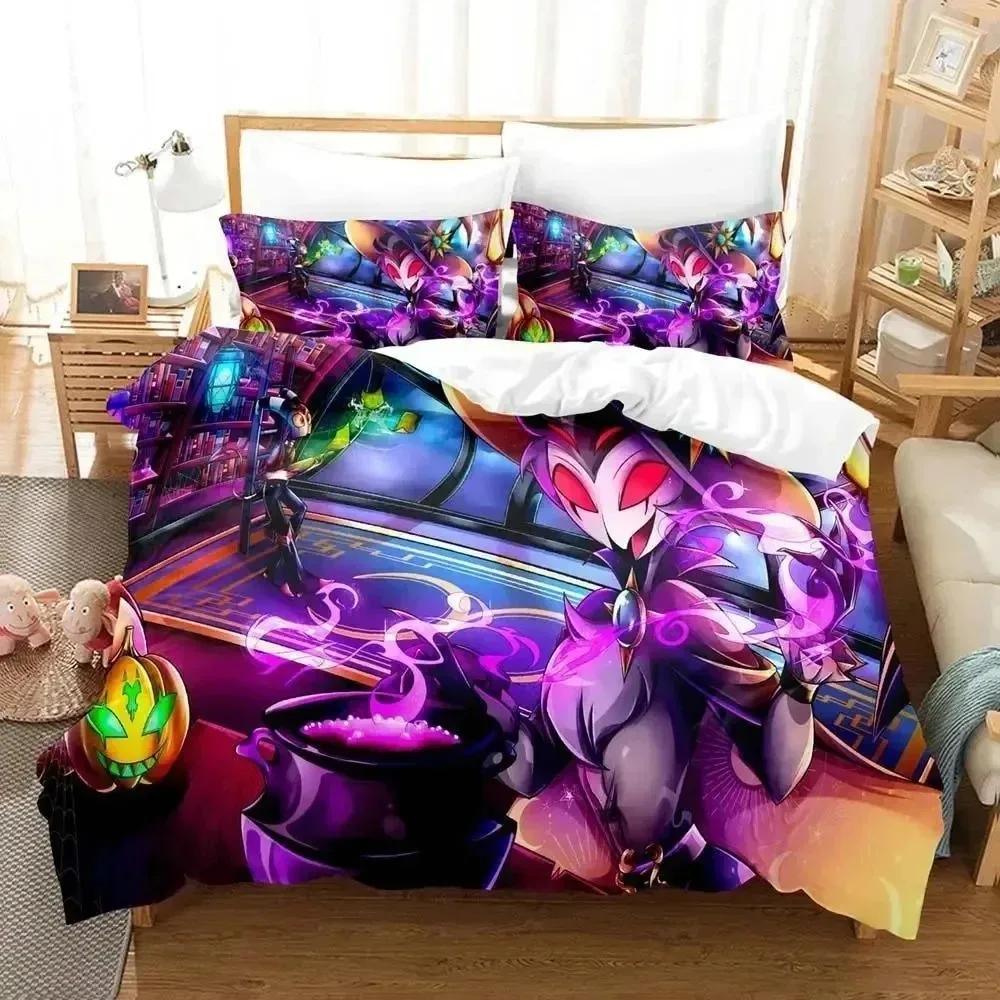 Anime Hazbin Stolas Hotel Bedding Set Duvet Cover Bed Pillowcase Comforter King Queen Size Quilt Cover Set For Boys Adult