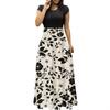 Women's Fashion Casual Loose Printed Round Neck Short Sleeve Long Dresses Short Sleeve Long Dresses