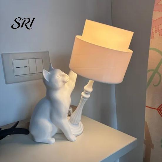 LED Cat Night Light Naughty Table Lamp 3D Printed Tipping Ornament Creative Bedside for Living Room Bedroom Home Decor Animal