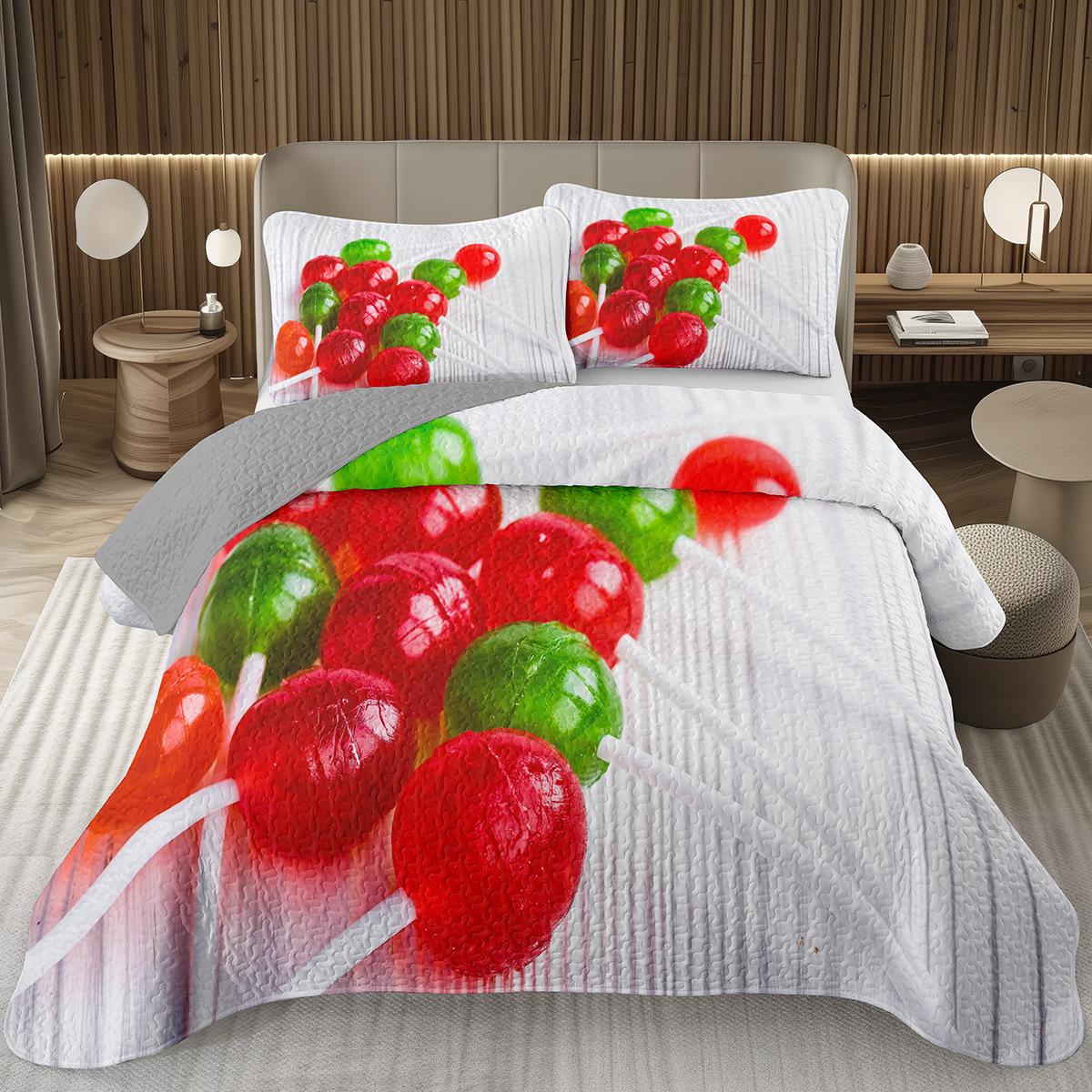 

Comforter Sweet Candy Quilt Set For Girls Boys Teenslollipop Themed Set King Dessert Quilted Cartoon Style Bed Comforter (quilt)-EU Single(135*200cm)3pcs