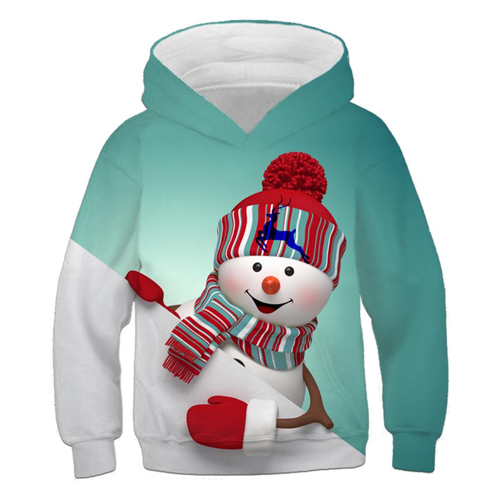 Children's Hoodie Cute Cartoon Christmas Tree Santa Claus Pattern Fun Kids Spring Autumn Hooded Coat Casual Long Sleeve Clothes