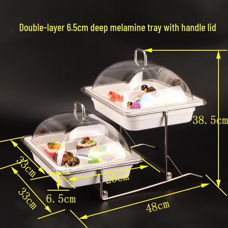 Aokewen Double Layer Melamine Buffet Display Rack