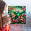 New Antique Color Dyed Hummingbird Iris Japonica Window Glass Electrostatic Sticker Detachable Decorative Film Home Decorations